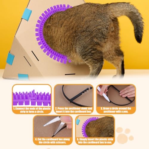 Cat Self Groomer Arch for Cardboard Boxes, DIY Tunnel Self-Grooming Brush Hole - Image 5