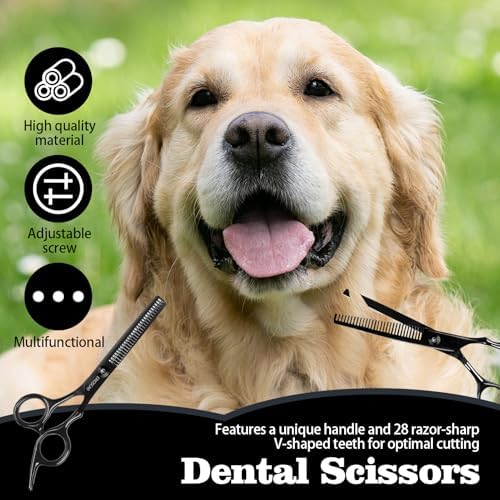 Professional Dog Grooming Scissors, 28 Teeth Thinning Shears, Safety Round Tip - Image 4