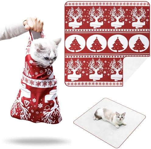 27.5" Large Cat Wrap for Nail Trimming for Adult Cats & Small Dog RED by Kiorafoto