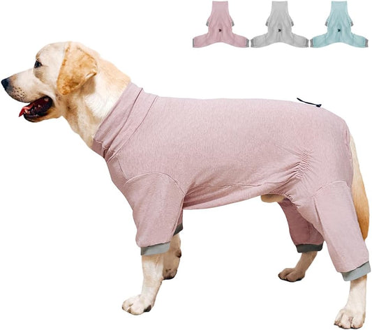 Dog Pyjamas PJS Sweater Clothes and Home Clothing Suitable for Large to Giant Breeds of Dogs, Dog Surgery Recovery Suit, Extra-Large Stretch Fabric, Four-Legged Clothes (Thin Pink, 6XL)