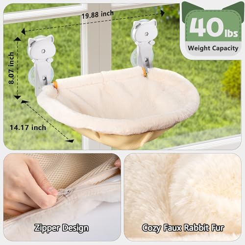 JUNSPOW Cat Window Perch Cordless, Foldable & Stable Cat Beds- Breathable Cat - Image 5