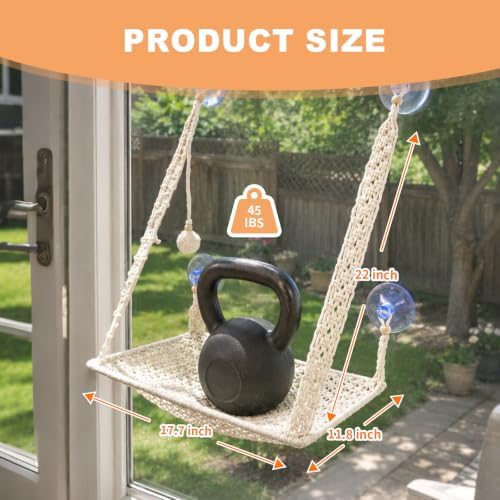 Cat Window Perch, Macrame Cat Hammock, Catio Perch - Image 2