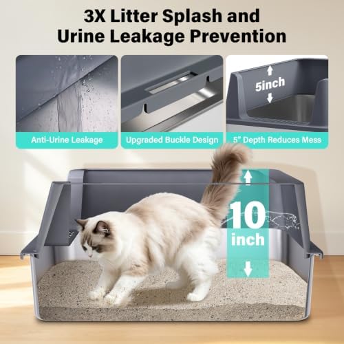 Stainless Steel Litter Box, XL Metal Litter Box - Image 2