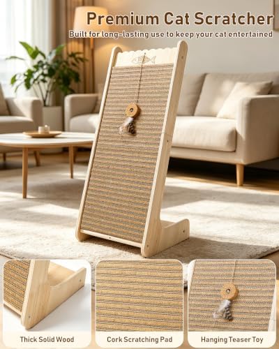 L-Shaped Cork Cat Scratcher, Vertical Scratching Post - Image 4