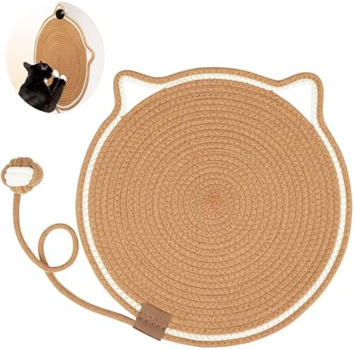 Cat Scratcher Mat, Natural Cotton Rope Cat Scratch Pad, 15.7'' Round Horizontal by LetalongPetSupplies