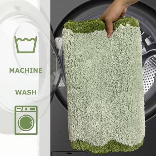 Cute Green Scalloped Bathroom Mat, Fun Plush Luxury Microfiber Bath Rug - Image 7