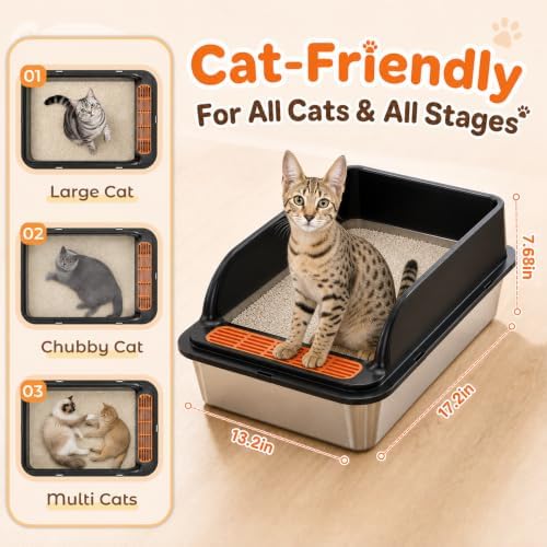 Jotesnew Small Stainless Steel Cat Litter Box - Image 4