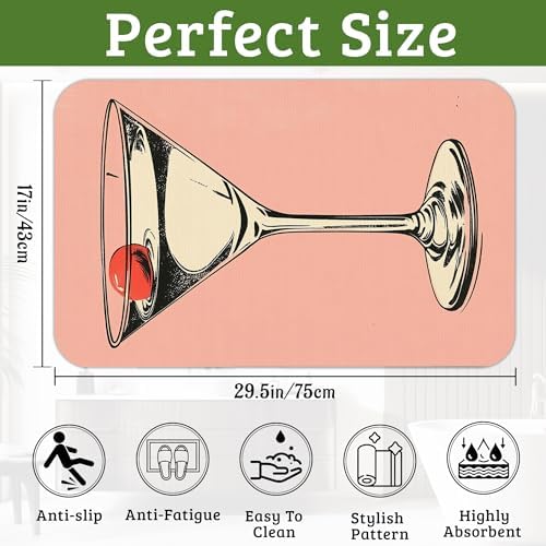 Pink Cherry Glass Bathroom Rugs Mat Non Slip Washable Quick Dry Absorbent Thin - Image 2
