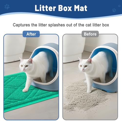 Smiry Cat Litter Box Mat 47x32, Non-Slip Water Resistant Litter Trapping Mat - Image 4