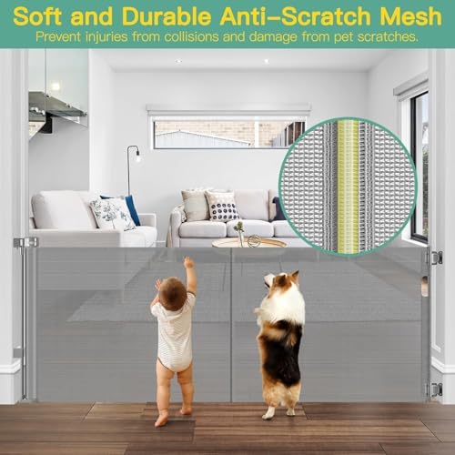 Upgraded 60" Wide Retractable Dog Gate - Image 6