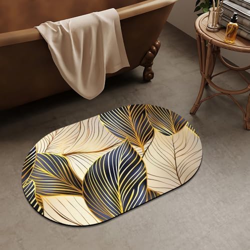 The Gold Leaf, Super Absorbent Quick-Drying Bathroom Mat Rug, Rubber Non-Slip - Image 2