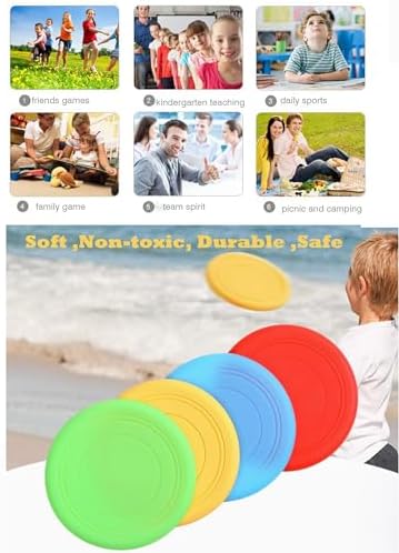 Kids Flying Disc Soft Silicone Colorful 6 Pack Bulk Outdoor Game Disk Flyer - Image 5