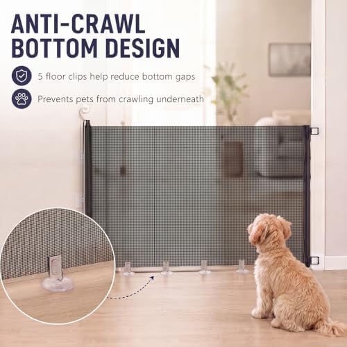 Retractable Dog Gate No Drill, 30 x 70 Inches, Anti Crawl - Image 4