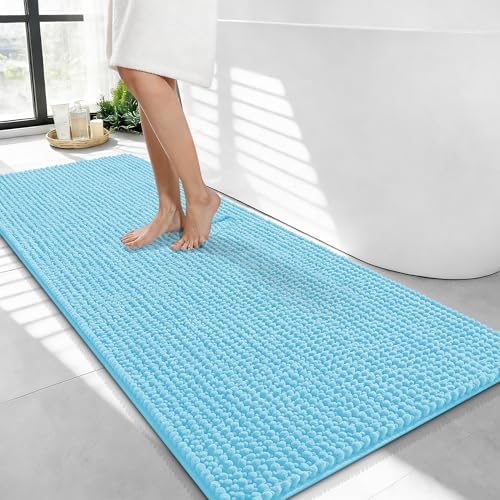 OLANLY Thick Chenille Bathroom Runner Rugs Mats 44x24, Sky Blue by OLANLY