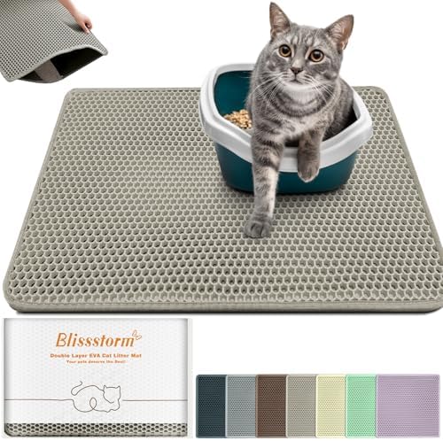 Cat Litter Mat 31"x24", Double Layer EVA litterbox Mat Beige by BLISSSTORM
