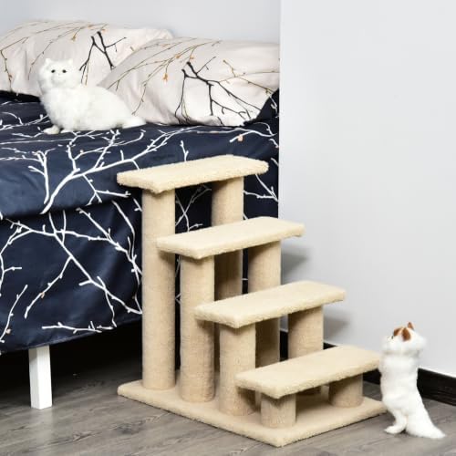 PawHut 25" 4-Step Multi-Level Carpeted Cat Scratching Post Pet Stairs - Image 2