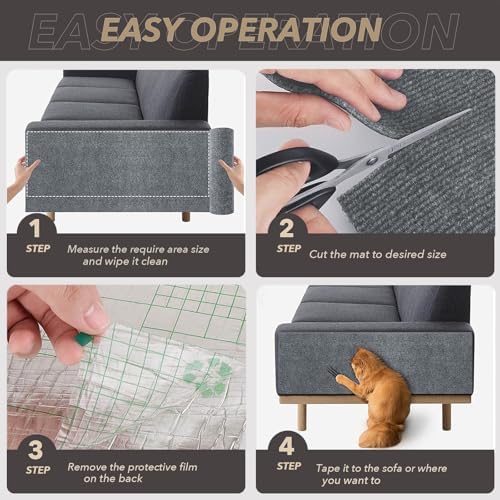 78.7"x15.8" Cat Scratch Furniture Protector, Self-Adhesive Scratch Mat Grey - Image 6