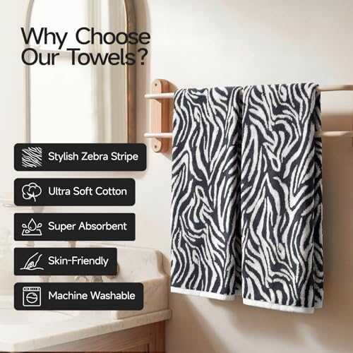 REDKISS 100% Cotton Zebra Striped Hand Towels - Image 4