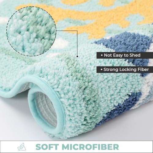 Modern Ocean Bath Rug Super Absorbent Non Slip Cute Bathroom Mat Machine - Image 4