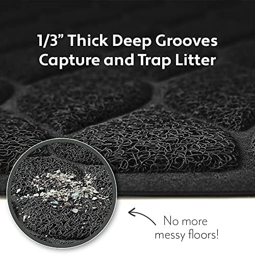 MIGHTY MONKEY Waterproof Cat Litter Box Mat, BPA Free, 24x17 Black - Image 2