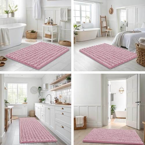 Smiry Bathroom Rugs 47X24, Extra Soft Rubber Backing Chenille Bath Mats - Image 7