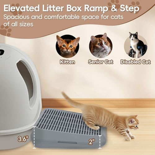 Elevated Litter Box Ramp/Steps for Kittens & Old Cats, Washable Litter Catcher - Image 3