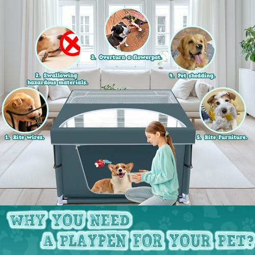 XVISHX 42x42 Inch Puppy Playpen - Image 2