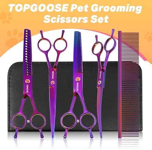 Dog Grooming Scissors Kit, Professional 6 in 1 Pet Scissors Sharp Shears Set - Image 7