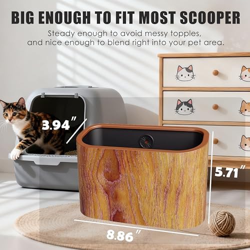 Cat Litter Scoop Holder – Wood-Grain Dual-Open Scoop Caddy - Image 3