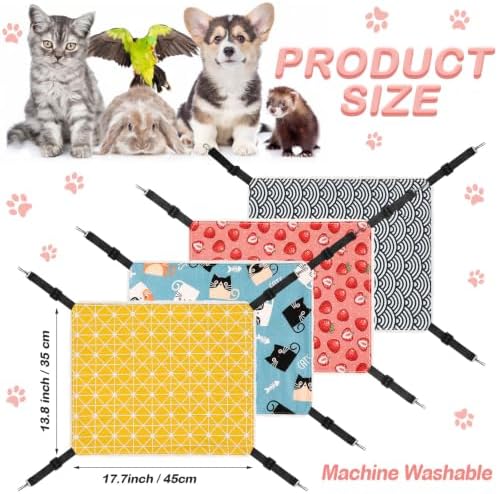 4 Pcs Cat Hammock for Cage Reversible Hanging Pet Bed - Image 2
