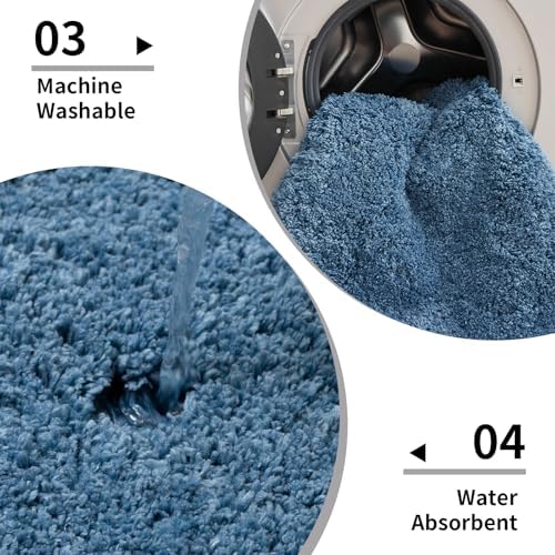 Disolla Blue Bathroom Rugs 24x48, Non-Slip Plush Thick Bath Mat - Image 5
