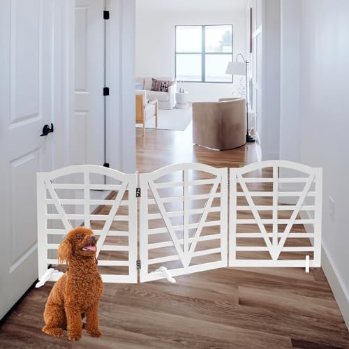 Foldable Wooden Dog Gate Freestanding Pet Gate - Image 3