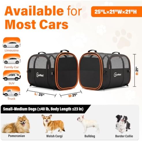 2-Pack Collapsible Dog Crates for Car Travel, Connectable - Image 2