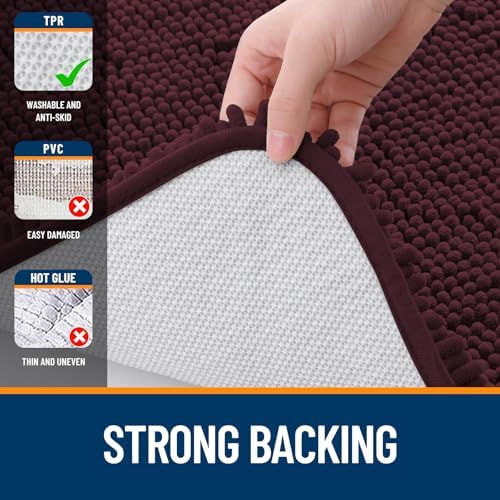 OLANLY Toilet Rugs U-Shaped 24x20, Soft Absorbent Chenille Contour Rugs - Image 6