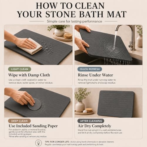 Stone Bath Mat – Diatomaceous Earth Quick Drying Non-Slip Bathroom Mat – - Image 6