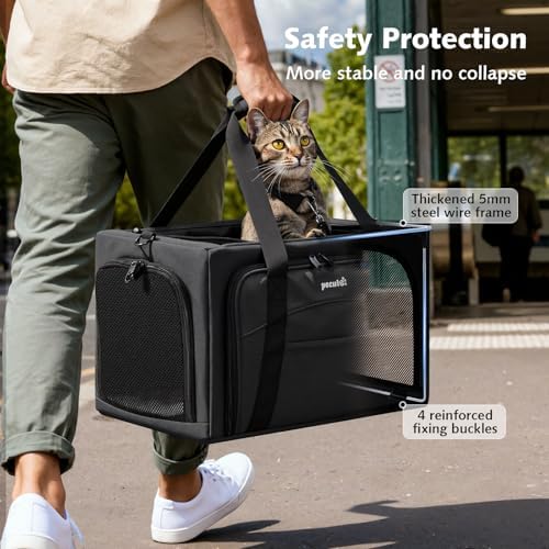 Pecute Cat Carrier Expandable, Stable Pet Carrier, Dark Gray - Image 2