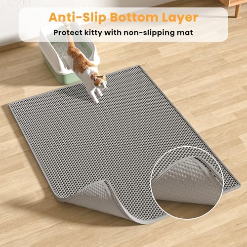 Pieviev 2 Packs Cat Litter Mat Double Layer Waterproof Urine Proof Trapping Mat - Image 4