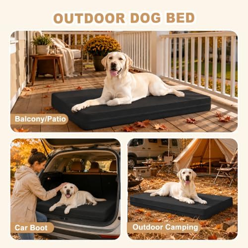 XXXL Dog Bed Waterproof Outdoor Washable Leather Large Crate pad 54" Black - Image 6