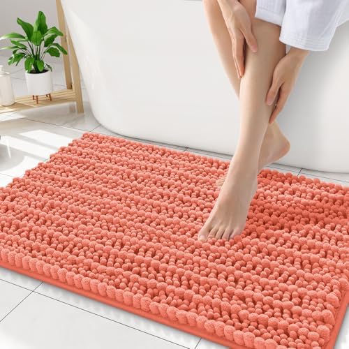 Smiry Bathroom Rugs 34X21, Extra Soft Rubber Backing Chenille Bath Mats by Smiry