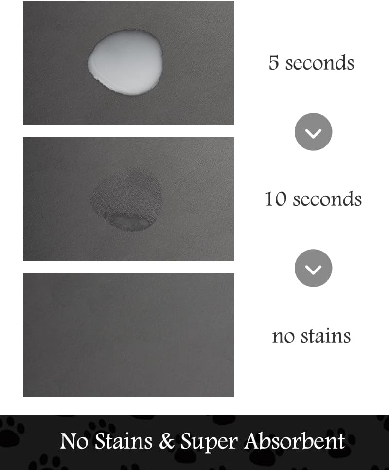Pet Feeding Mat-Absorbent Dog Mat for Food and Water Bowl-No Stains Quick Dry Water Dispenser Mat-Dog Accessories Pet Supplies-Bowl for Messy Drinkers（Darkgrey,23"x34"