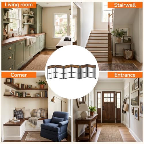 YATINEY Pet Gate, 6-Panel Indoor Foldable Dog Gate, Assembly-Free - Image 7