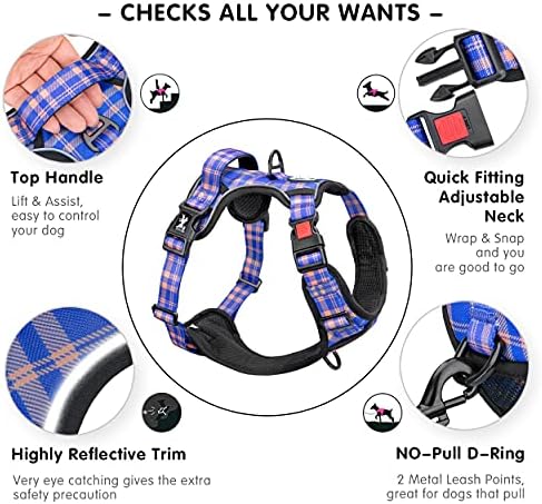 PoyPet Plaid Dog Harness Large, No Pull Vest - Image 2