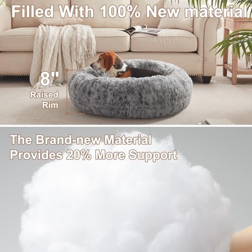 33 in Faux Fur Fluffy Donut Dog Bed - Image 3