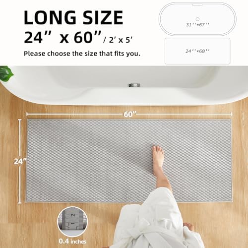 TYUU Bathroom Runner Rug, Long Bath Mat Washable Thin Quick Dry Low Pile - Image 2