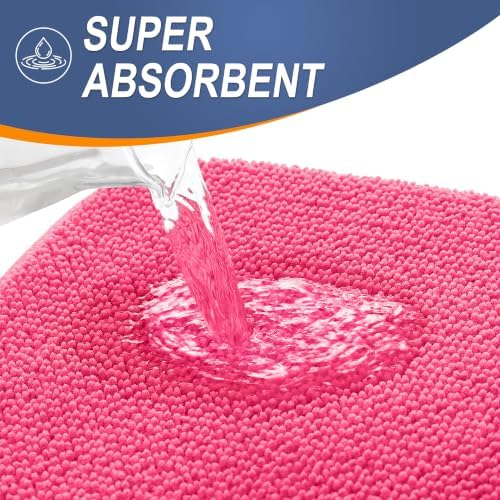 OLANLY Memory Foam Bathroom Runner Rugs 47x24, Absorbent Long Mat, Hot Pink - Image 3