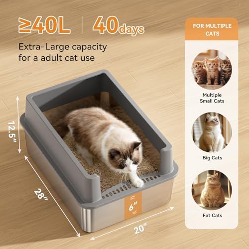 Jotesnew 2 Pack 28" Extra Large XXXL Stainless Steel Cat Litter Boxes - Image 2