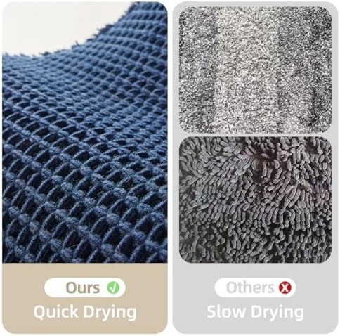 TYUU Waffle Bath Mat, Boho Bathroom Rugs Non Slip, 36x24 Navy Blue - Image 6