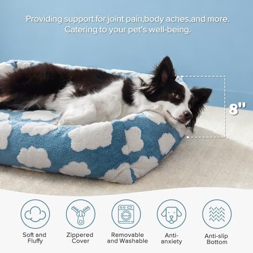JOEJOY Cute Dog Bed Medium Size Dog, Rectangle Soft Furry Dog Beds - Image 2
