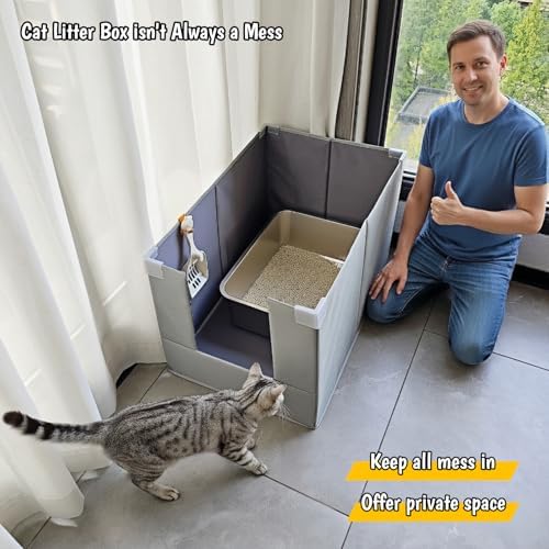 Extra Large Cat Litter Box Enclosure, Keep Dogs Out, Open Top High Side - Image 5