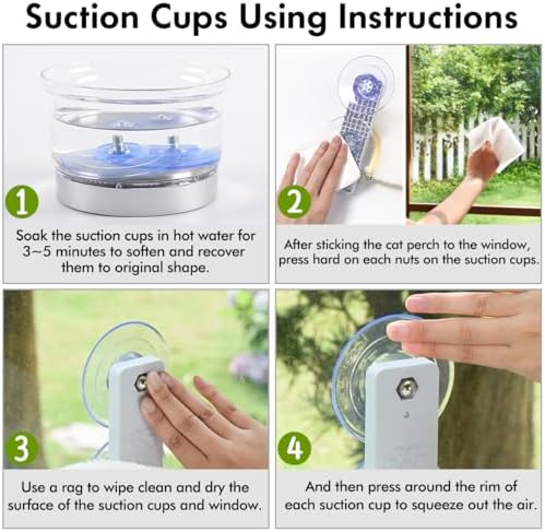 AMOSIJOY 4 Pack Cat Window Perch Strong Replacement Suction Cups - Image 5